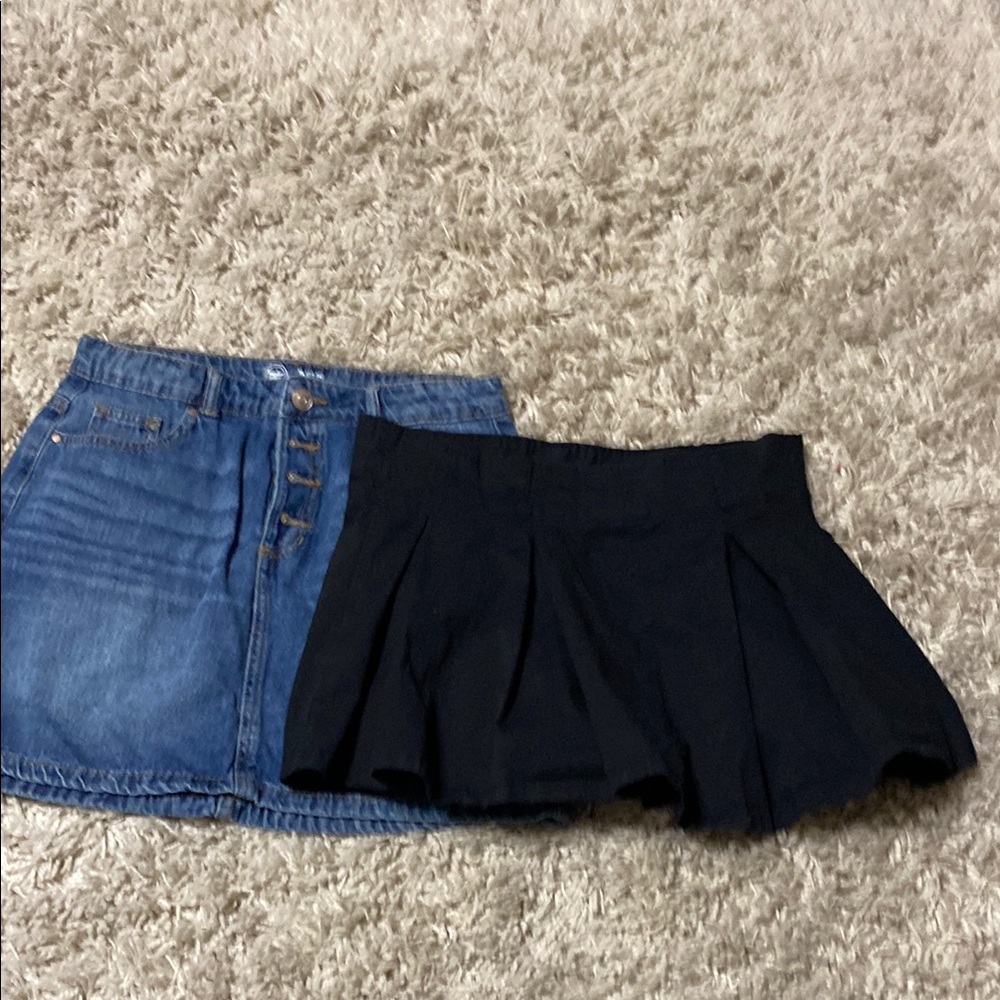Denim and Black Skirt Set